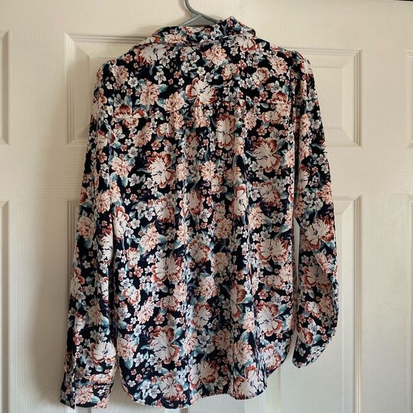 Lauren Conrad small floral granny button up long sleeve retro print collared - Picture 4 of 6